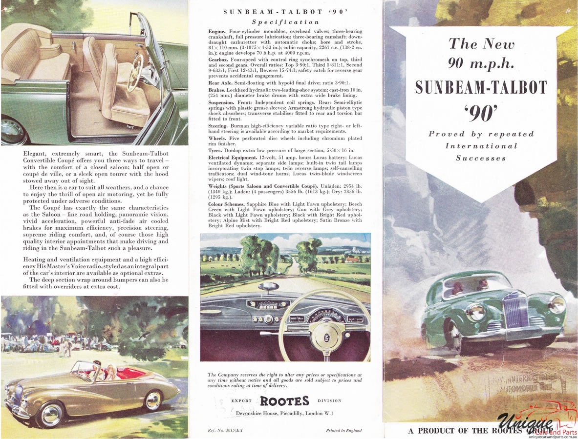 1950 Sunbeam Talbot 90 Brochure Page 1